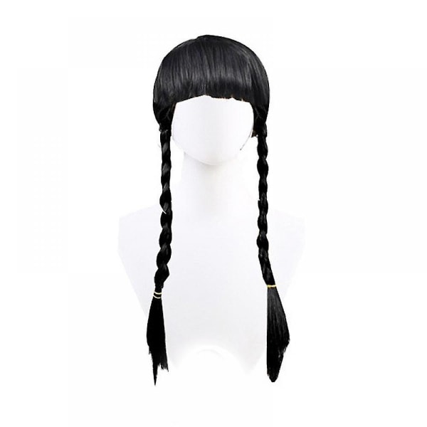Barn Flickor Onsdag The Addams Family Costume Halloween Klänning Födelsedagsfest Dress Belt Wig 120cm