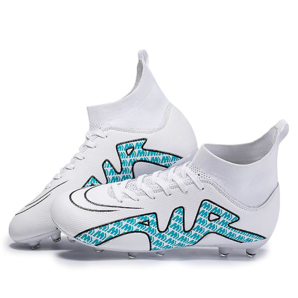 Fotbollsskor för män Halkfria fotbollsskor Klossar Gräs High-Top Utomhus/Inomhusträning Atletisk Sneaker Ck15-1 White 38