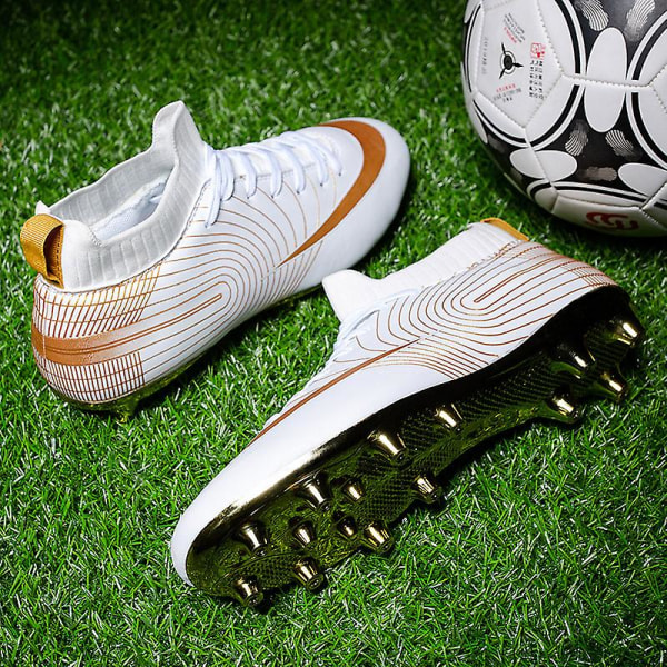 KIDENG Fotbollsskor för män Fotbollsskor med hög ankel för vuxna Grästräning Sport Skor Sneakers Yj32751G White 34