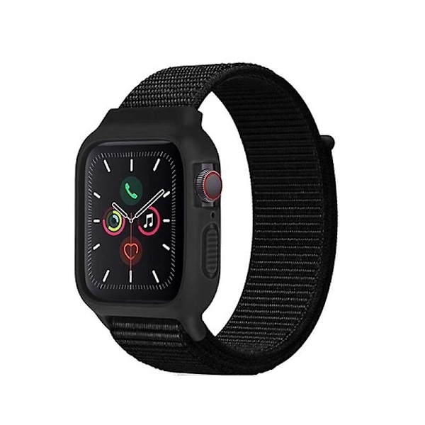Nylon för Aapple Watch Armband Apple Iwatch Integrated Strap 4567se Apple Strap#tyx005 PureBlack 42or44or45MM