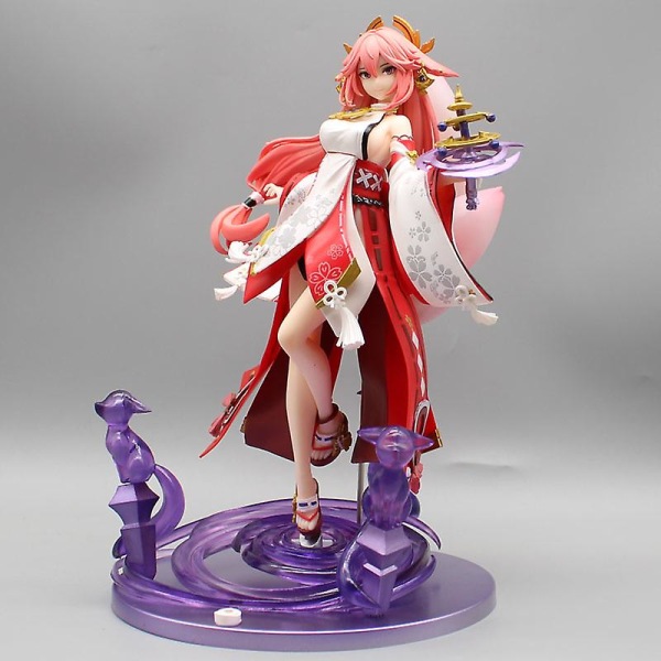 25cm Genshin Impact Anime Figurer Yae Miko Action Figur Sexig tjej Yae Miko Staty Staty Modell Samlarprydnad Presenter Leksak 25cm with box