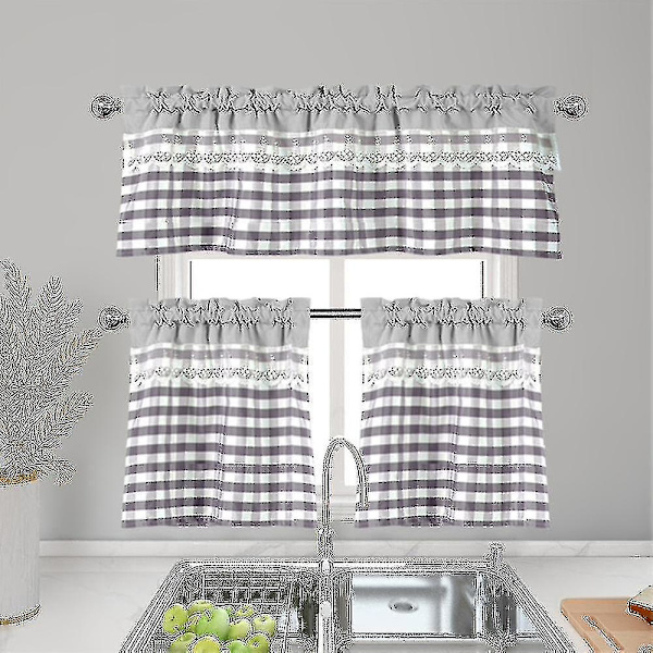 Köksgardiner Dekor Fönstergardin Lyx Cafe Valance Topper Draperier Light Grey 74cmx61cm