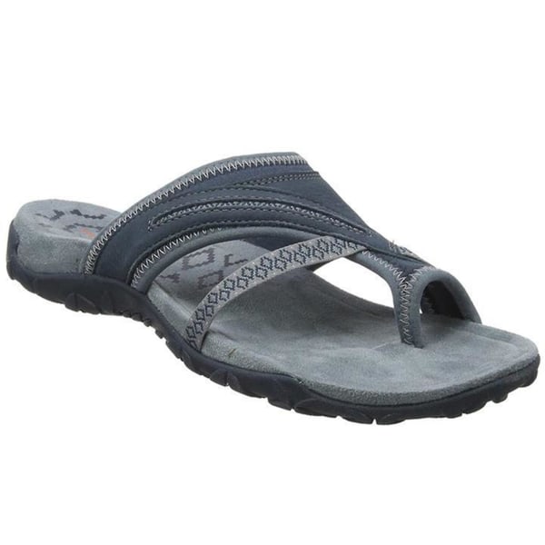 Öppen tå kvinnor sandaler för sommar Beach Arch Support Design Flip Flop platt klack Blue 38