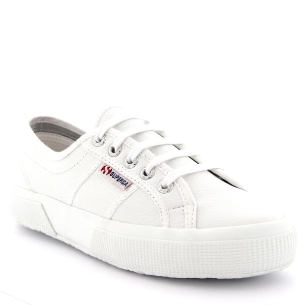 Dam Superga 2750 Efglu Lace Up Läder Low Top Vita Casual Trainers White UK 7