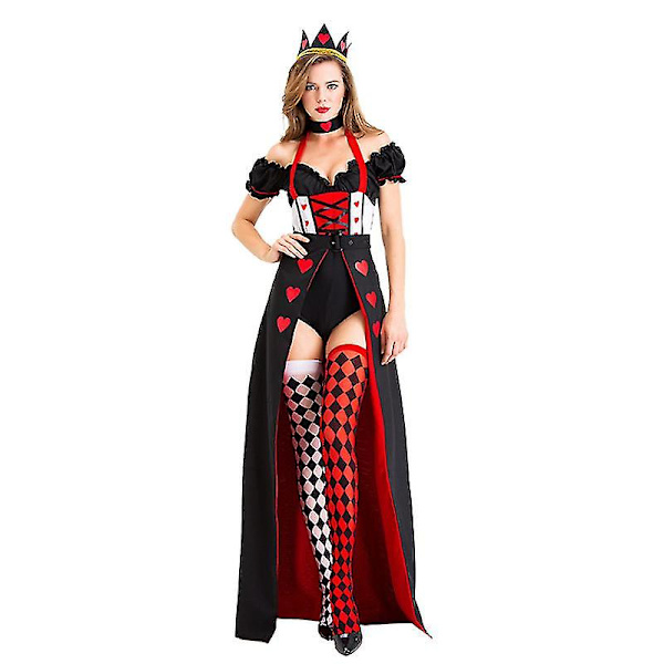 Alice i Underlandet Den röda drottningen Dräkt Drottning Sexig Klänning Halloween Fynd Klänning Karneval Kostym För Kvinnor With socks L