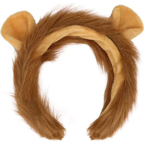 Lövhjälm och svans set med lejonöron, halloween djur cosplay kostym accessoarer barn vuxna Large Lion Single Hair Band