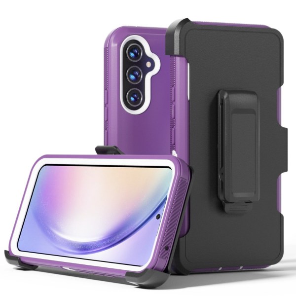 TASHHAR Samsung Galaxy A54 5G case med bältesklämma hölster Militärklass Heavy Duty 3 i 1 Stötsäker rustning Robust Hållbar för Galaxy A54 5G purplewhite