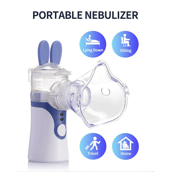 Bärbar nebulisator med munstycke och mask - nebulisator för vuxna och barn, resor och hushållsbruk, handhållen mesh -nebulisator för B null none