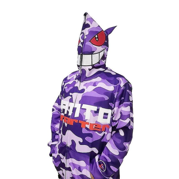 Gengar Hoodie Print Casual Zip Up Hip-hop Funny Suits_c L