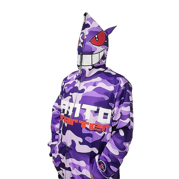 Gengar Hoodie Print Casual Zip Up Hip-hop Funny Suits_c M