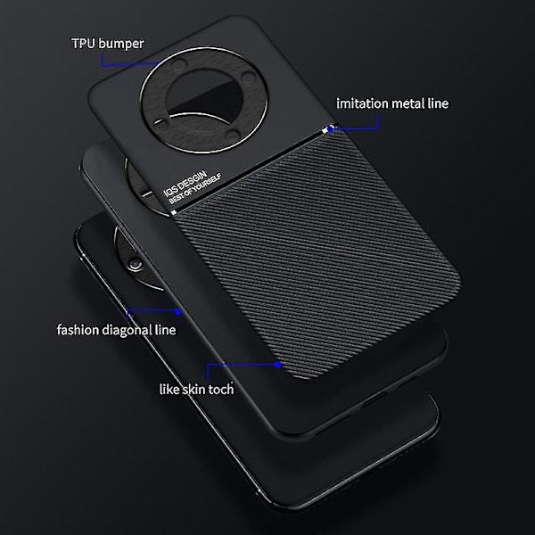 Lines Imprinted Slim Case For Honor Magic 5 Lite 5g /honor X9a 5g Phone case Pu Läder TPU- cover Gratis frakt Blue