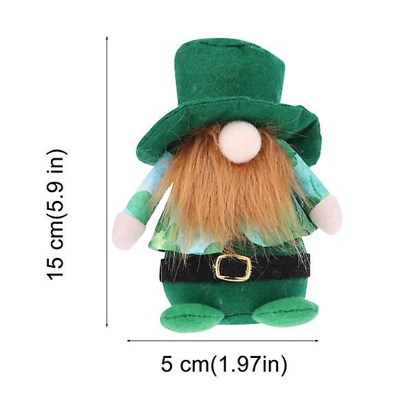 1 st St. Patrick's Day Green Hat Clover Gnome Docka Prydnad Festdekoration Green 12X5CM
