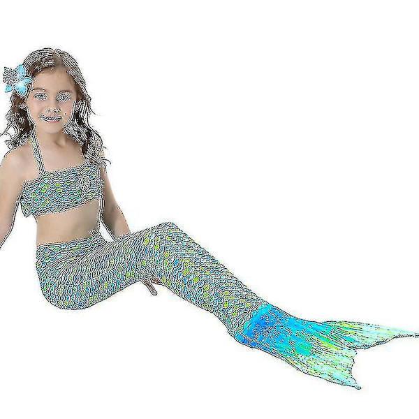 Barn Flickor Mermaid Tail Bikini Set Badkläder Baddräkt Simdräkt Hög kvalitet A Green 100