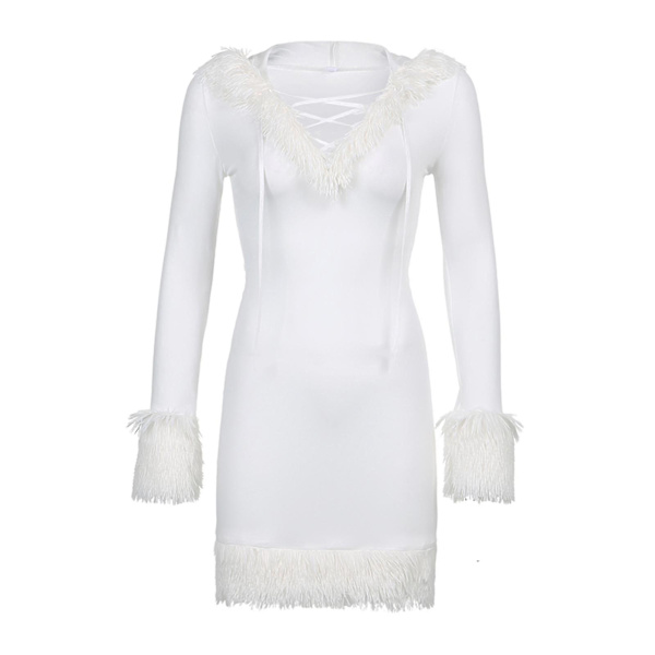 Mrs Santa Claus Kostym för kvinnor Mini Sleeve P Trim Santa Suit Outfit A White M