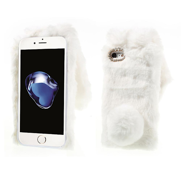 Kaninform varm päls Tpu mobiltelefonfodral för Iphone Se (2020)/se (2022)/8/7 4,7 tum White
