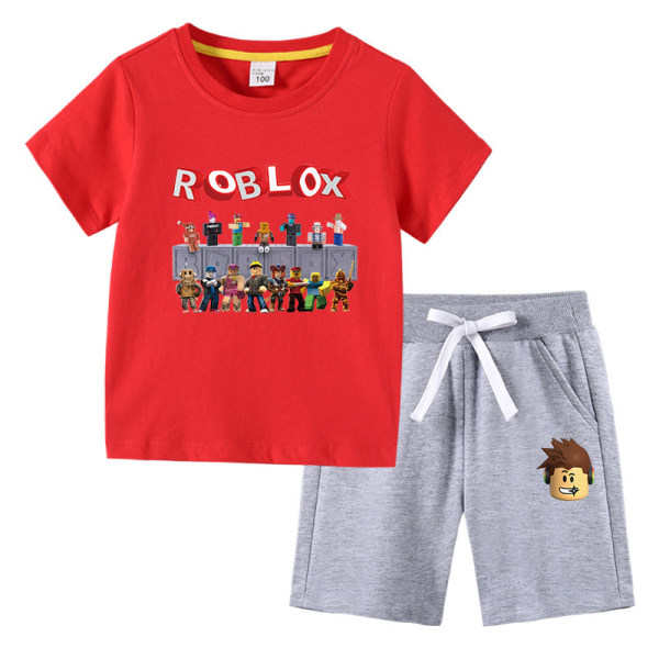 Roblox Barn T-shirt Set Röd + Grå Red+Grey 140cm