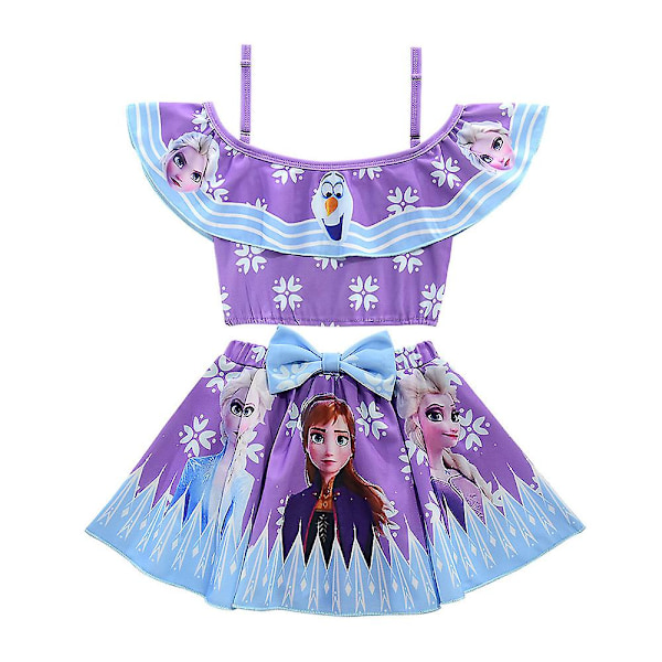 4-8 år Flickor Frozen Elsa Anna Ruffle Badkläder Baddräkter Purple 7-8 Years
