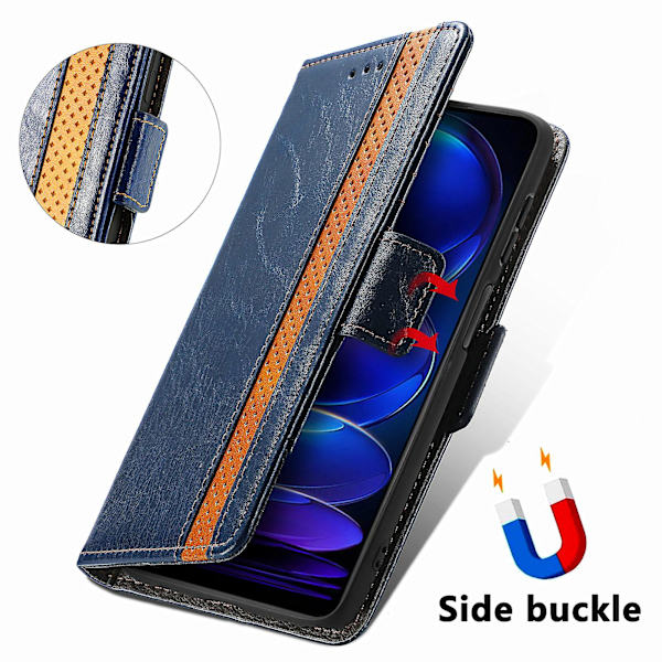 Caseneo 002-serien Rfid-blockerande case för Xiaomi Redmi Note 12 Pro 5g / Note 12 Pro Speed ​​5g / Poco X5 Pro 5g, skarvningsplånboksställ Dark Blue