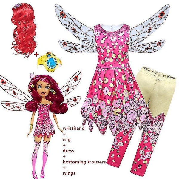 2023 New Girls Princess Clothing Set Mia Cosplay Kostym Barn Födelsedagsfest Karneval Kläder Halloween Kostymer För Barn 80355-4pcs 120 (6-7year)