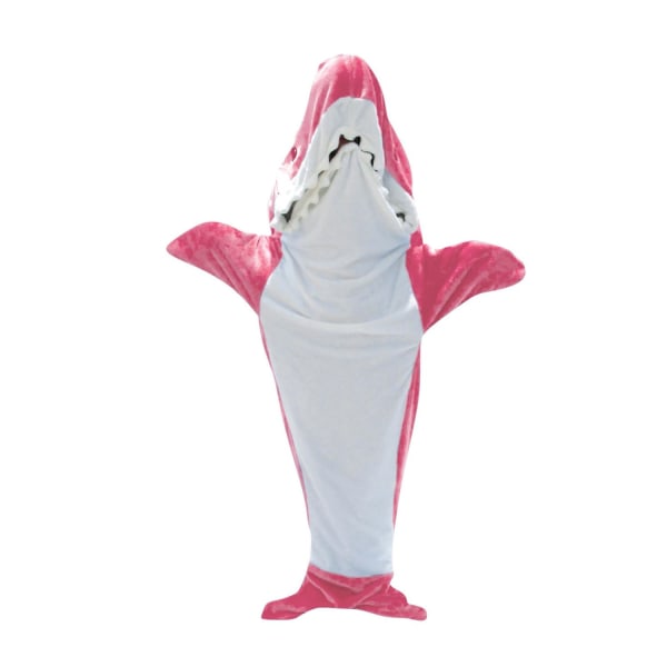 Shark Blanket Hoodie Vuxen-Bärbar filt-Supermjuk och bekväm flanell Hoodie Shark Sleeping pink 210cm