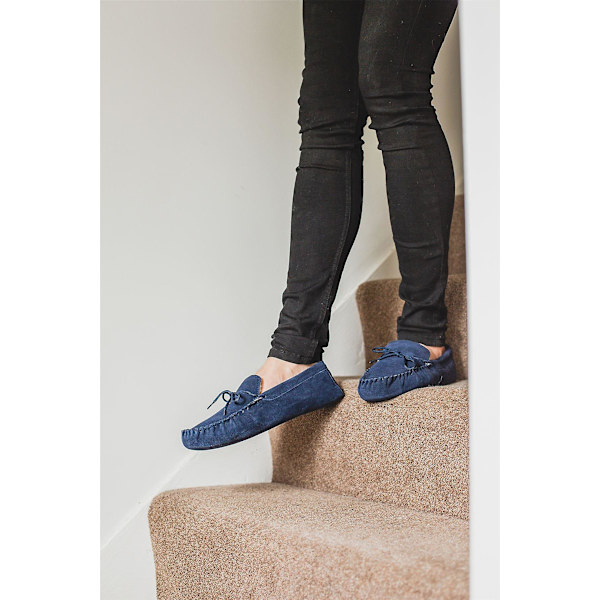 Nordvek Herr Äkta Mocka Ull Fodrad Moccasin Tofflor Mockasula 423-100 Navy 7UK - 8US - 41EU