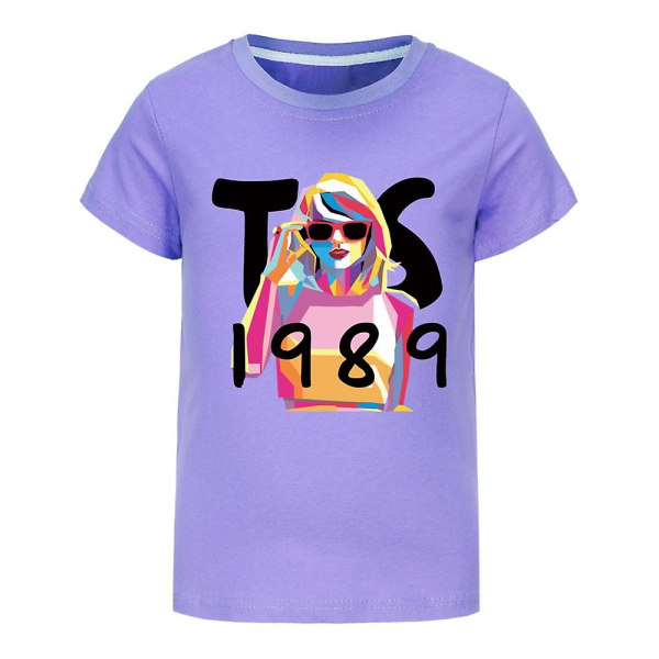 Taylor Swift 1989 T-Shirt Tryckta Barn Pojkar Flickor Kort sömn Crew Neck Tee Toppar Swift Fans Konsertgåvor för Ålder 9-16 år Svart 13-14 år