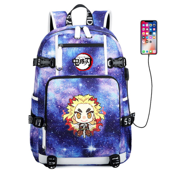 Ghost Slayer Ryggsäck Anime Student Skolväska Ryggsäck Usb