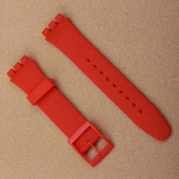 Lämplig för watch Tillbehör för Swatch Silikonband Spänne 17mm19mm Gummirem Sportrem för män och kvinnor 20mm Watch Band Watch S Red 16mm