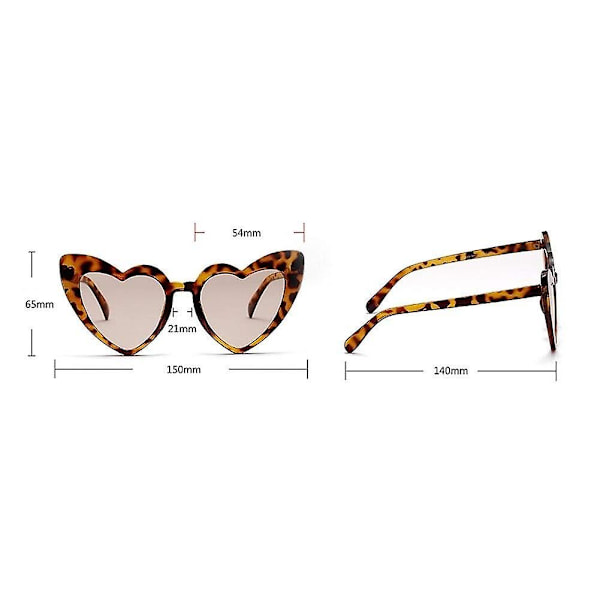Solglasögon Hjärta Solglasögon Dam Cat Eye Solglasögon Retro Kärlek Hjärtformade glasögon Brown