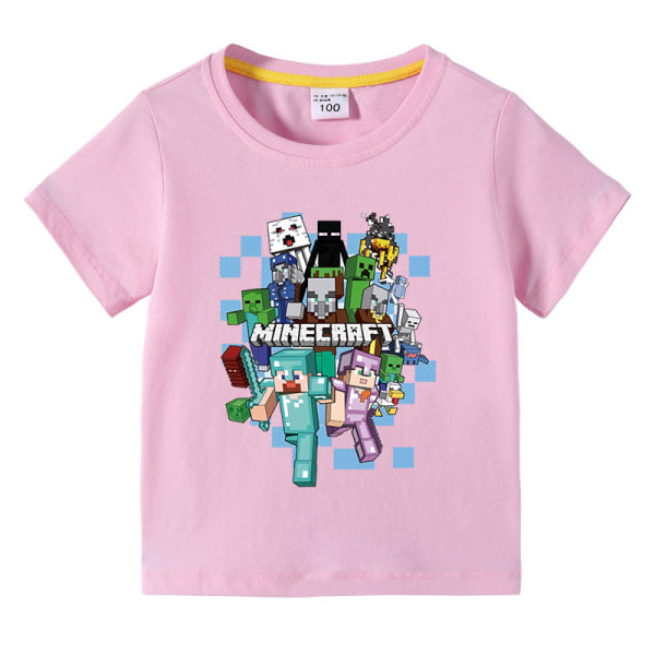Minecraft Barn Sommar T-shirt Rosa 150cm