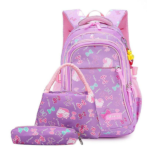 3st/ set skolväskor för flickor barn skolryggsäckar barn vattentäta tryck ryggsäckar skolväska barn mochila infantil Purple