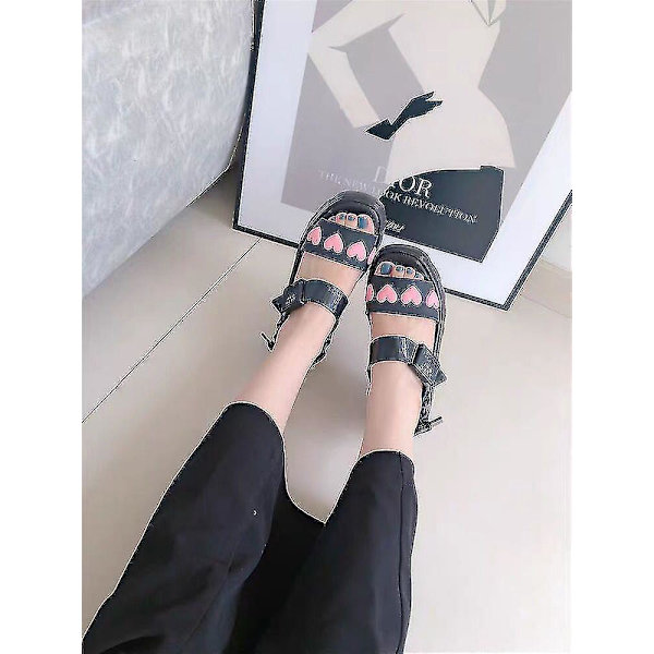 Nya Melissa Dam Sandaler Sommar 2023 Vuxna Flickor Kärlek Gelé Skor Matsutake Sula Roman Skor Semester Strandskor Kvinnliga WHBYV black EUR35 36