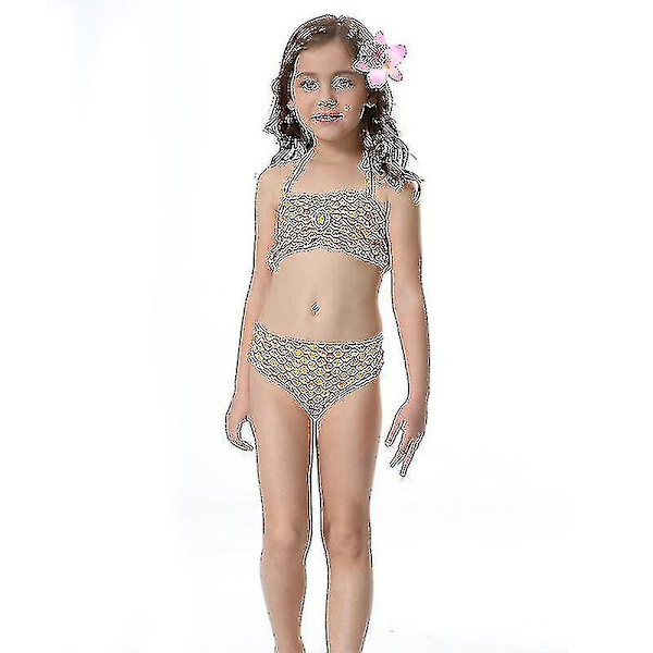 Barn Flickor Mermaid Tail Bikini Set Badkläder Baddräkt Simdräkt Hög kvalitet A Orange 130