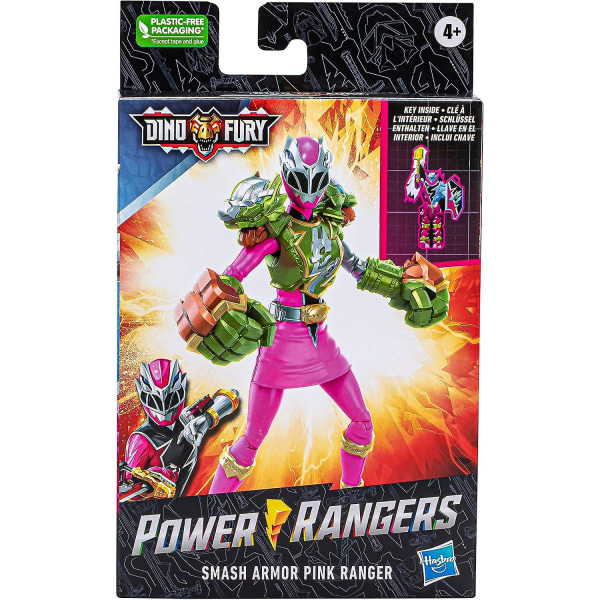 Power Rangers Dino Fury Smash Armor Pink Ranger, 6-tums Power Rangers actionfigurer är fantastiska presenter till pojkar och flickor från 4 år och uppåt null none