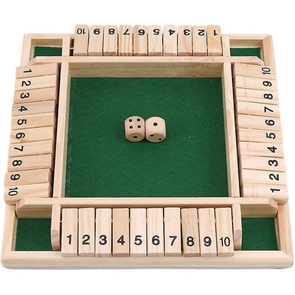 4 Player Shut Box Board Toy Digitalt flipbrädspel Familjespelbordsleksaker green