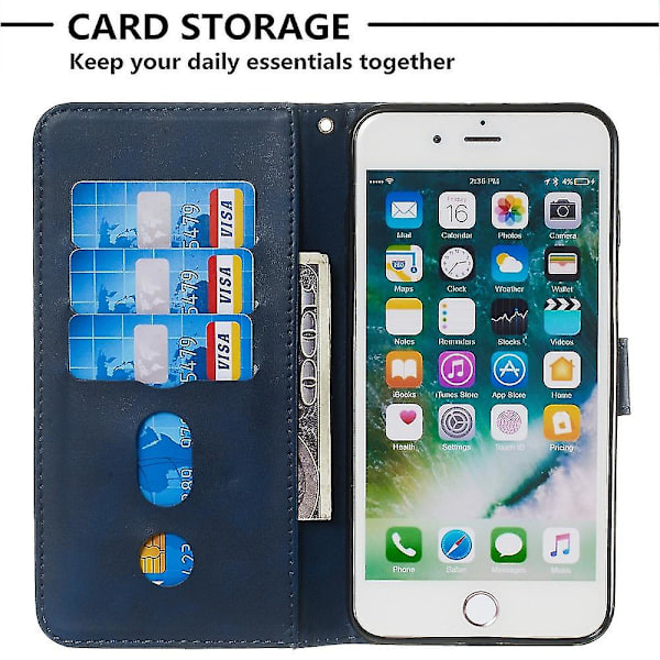 Case Kompatibel med Iphone 8 Plus/ Kompatibel med Iphone 7 Plus, premium Pu Läder Magnetisk stängning Kortplatser Kickstand Dragkedja Po null none
