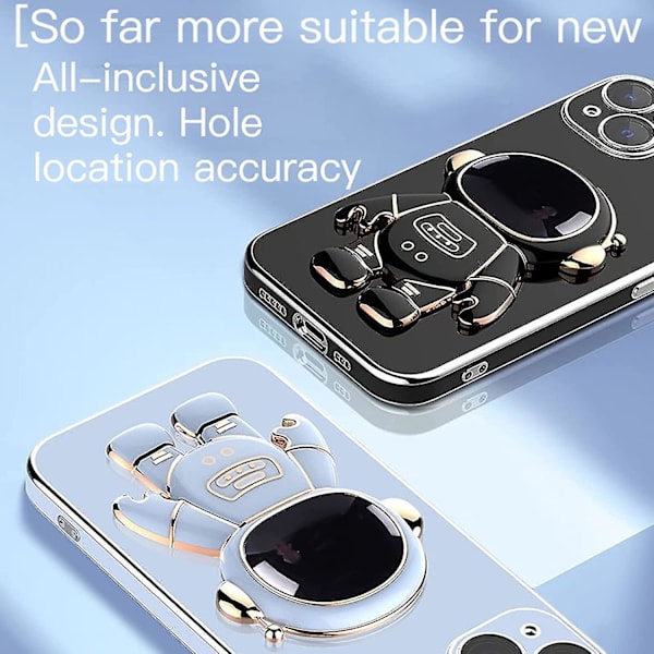 Astronaut Hidden Stand Case Kompatibel Samsung Galaxy S22/s22+/s22ultra Nytt elektropläterat Case Black S22 Plus