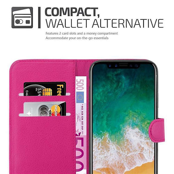 Apple iPhone X / XS Hülle Cover Case Etui - mit Kartenfach och Stand Funktion CHERRY PINK iPhone X / XS