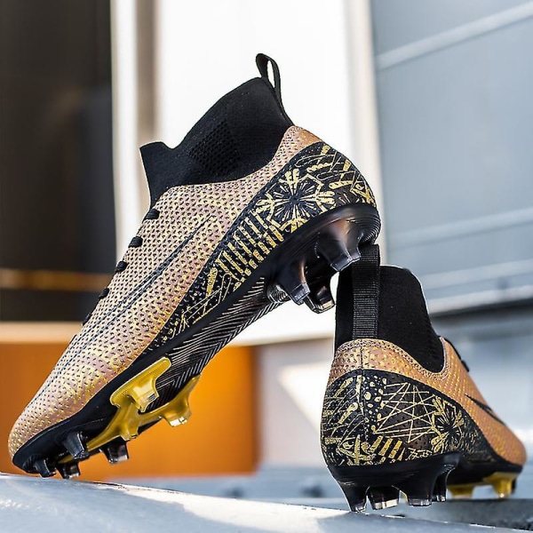 Fotbollsskor för män Halkfria fotbollsskor Klossar Gräs Fotbollssneakers 3A1126A Golden 46