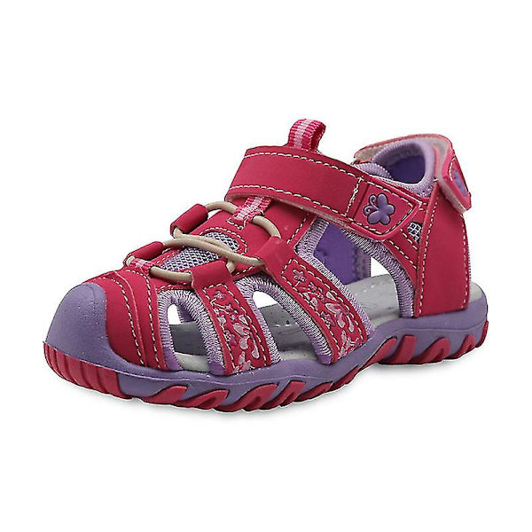 Flickor Platt Fiskarsandal Mjuk Utomhus Vattenskor Magiskt Tejp Strandsandaler Peach EU 23.5