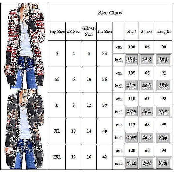 Christmas Cardigan Dam Långärmad Xmas Jumper öppen främre kappa Cement Grey 2XL
