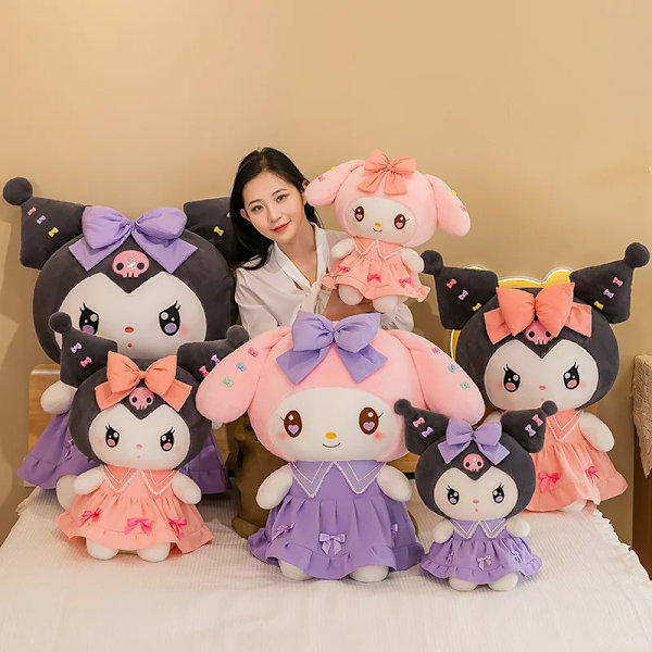 Stor Storlek Plysch Kuromi Melodi Kanel Leksaker Kudde Anime Fyllda Dockor Anime Soffa Kudde Flickans Rumsdekoration Julklapp dark melodi 30cm