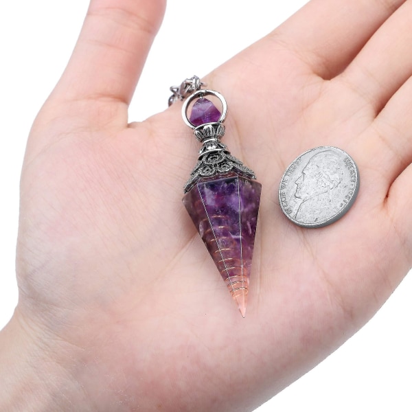 Chakra Crystal Pendel Hexagonal Reiki Healing Crystal Points Ädelsten Dowsing Pendel för spådom Scrying Wicca Amethyst
