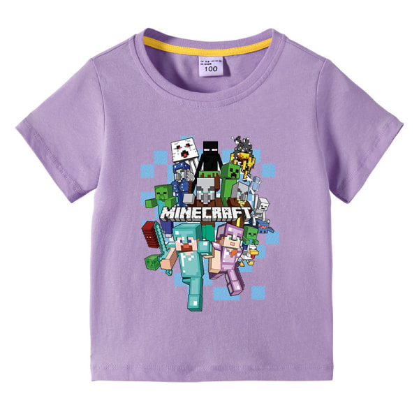 Minecraft Barn Sommar T-shirt lila 150cm