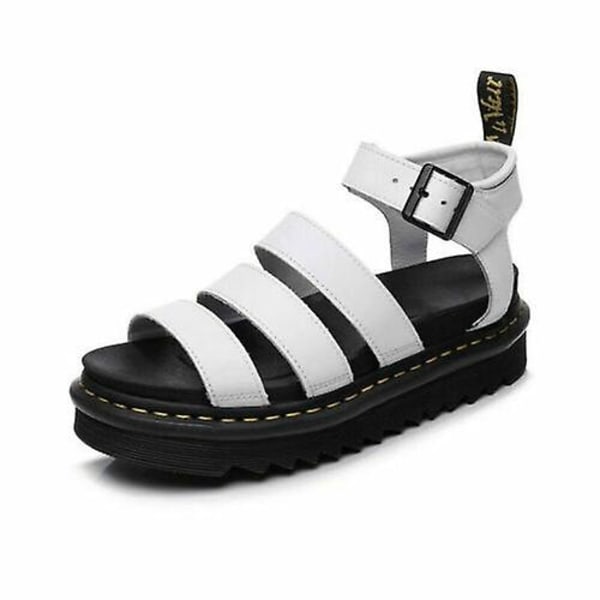 Kvinnors Chunky Sandaler Tjock sula Strappy Block Flatforms Skor Sommar Ny storlek White UK6EU38