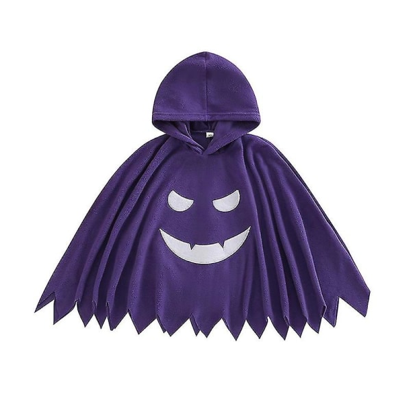 Halloween Barn Pojkar Flickor Kappa Vår Höst Huva Spöke Ansiktsmönster Kostymer Cosplay Rollspel Barn Semester outfit purple 4T