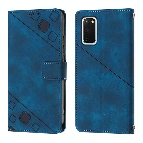 För Samsung Galaxy S20 Phone case i präglat läder med hudkänsla (blå) null none