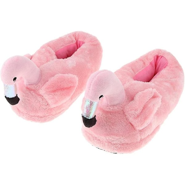 Plysch tofflor för vuxna unisex flamingo tofflor för vinter höst (cv-3) pink