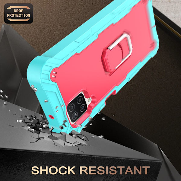 Case för Samsung A12 5G Case, Galaxy A12 Case, Allytech Slim Fit Rugged 3-lagers stötsäkert skydd Hybrid Kickstand Phone case Cover för green+rose