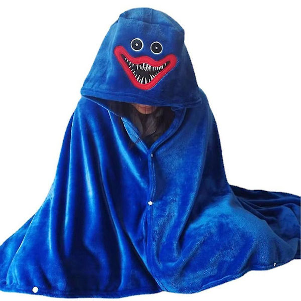 Poppy Playtime Huggy Wuggy Huvtröja Plyschfilt Cape Nattkläder Sovande Campingmattor Blue M